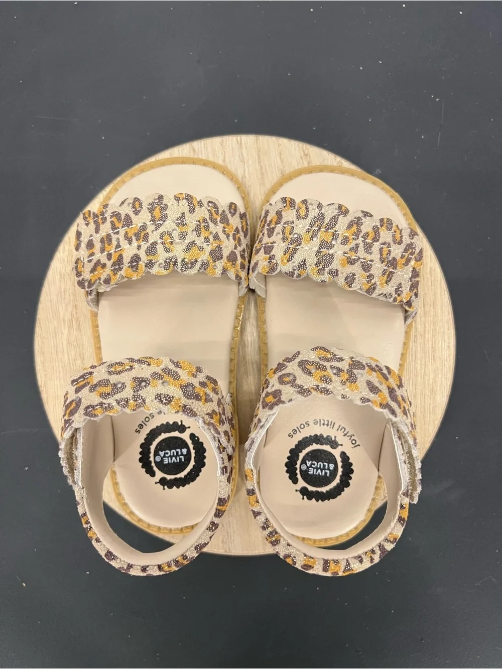 Livie & Luca Posey Leather Sandals  Leopard Shimmer size 9 toddler new